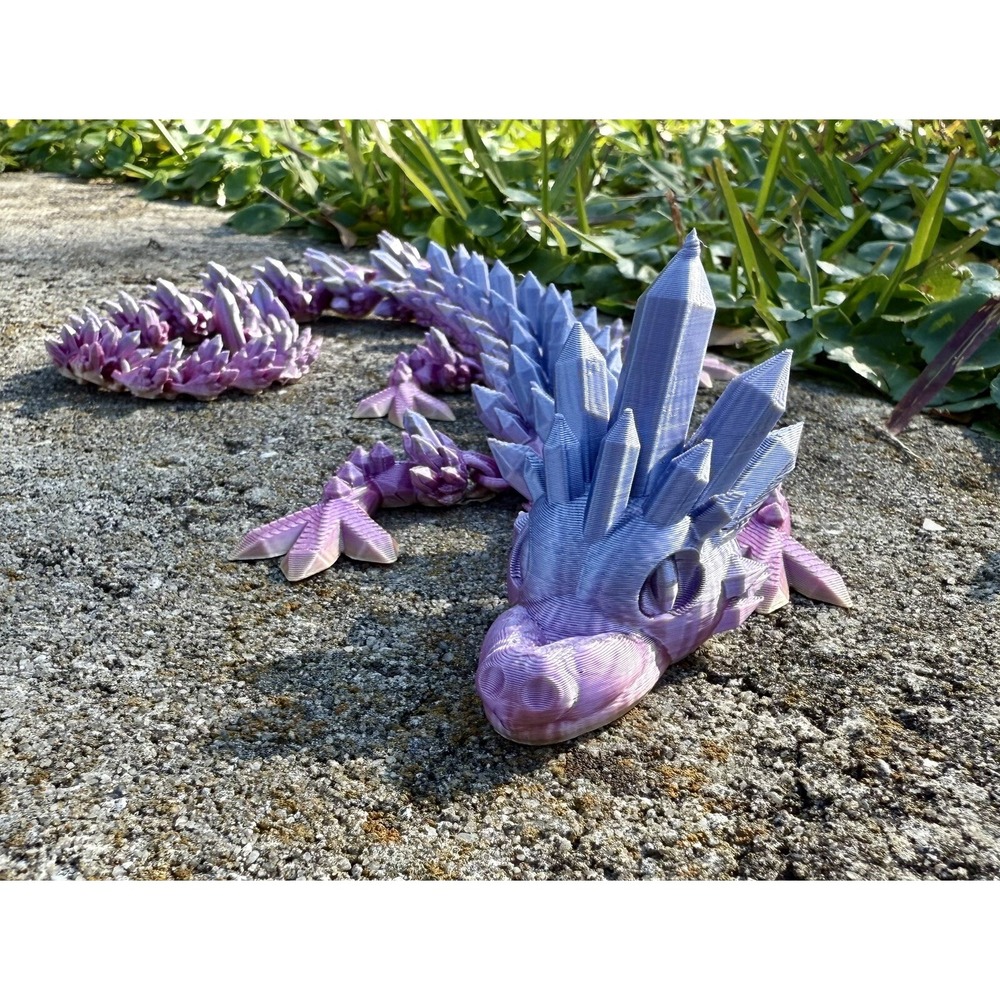Articulated Crystal‎ Dragon Fidget Toy 3D Printed Flexible Sculpture